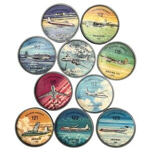 Jell-O Hostess Picture Wheel Flight Airplane 10pc Random Bundle Airliners Silver